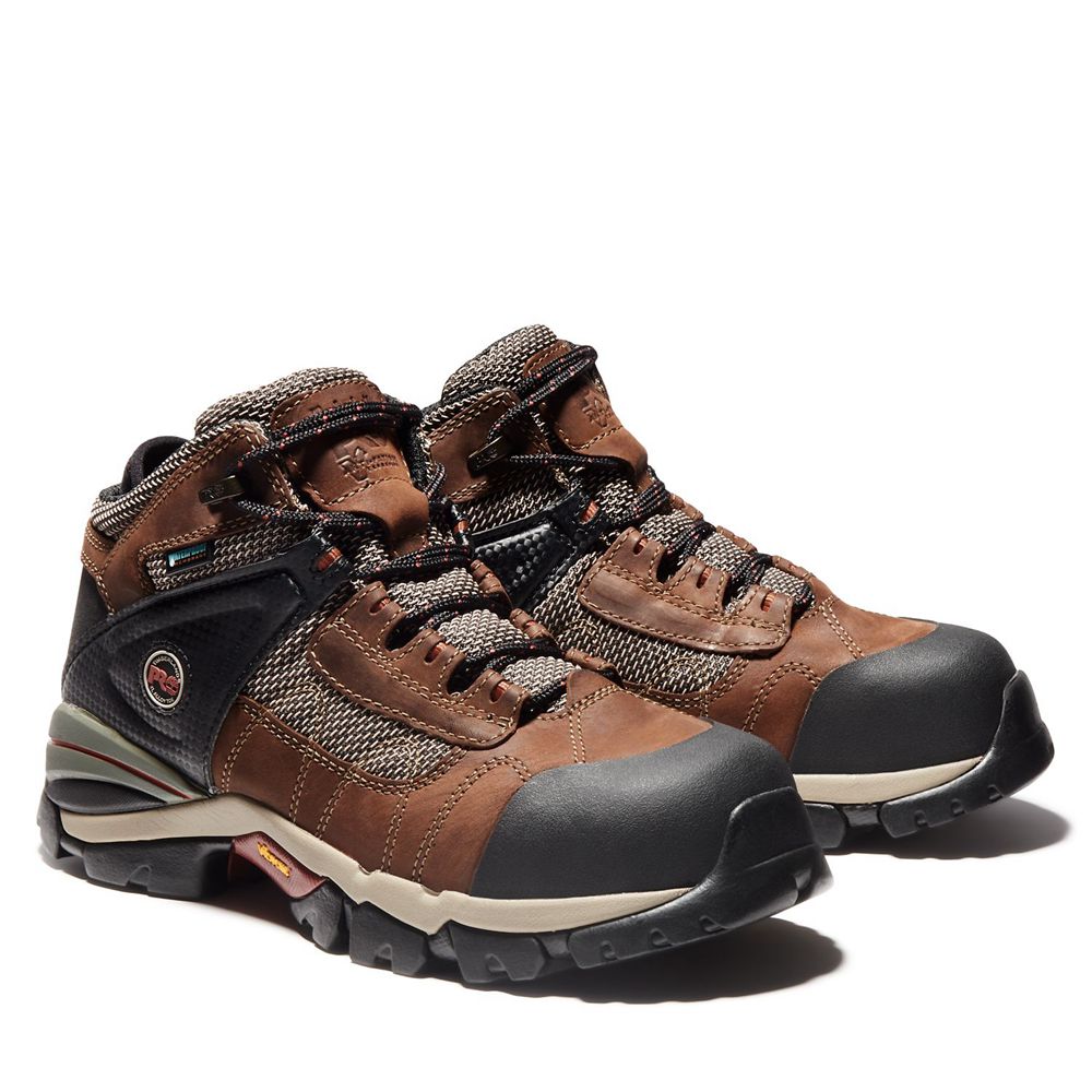 Botas de Trabajo Timberland Hombre Pro® Hyperion Mid Alloy Toe Marrones/Negras - Chile HYP-856731